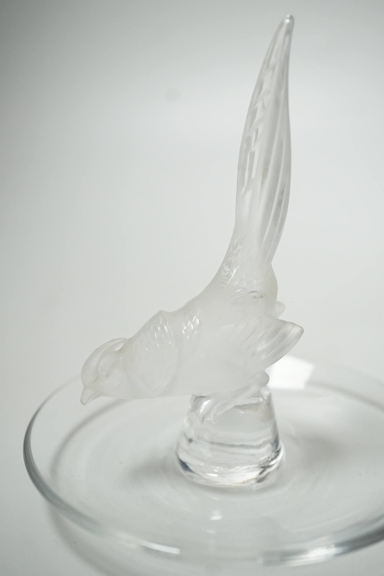 Two Lalique glass bird dishes